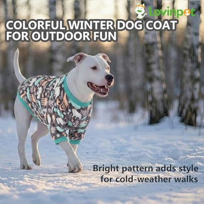 LovinPet Flannel Dog Coat, Winter Dog Coat, Hippos Zoo, L