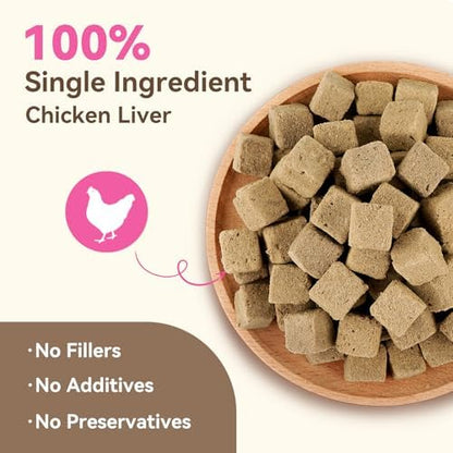 Freeze Dried Chicken Liver Treats for Dogs & Cats, 10.6 oz