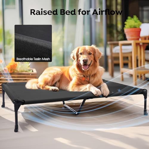 Veehoo Outdoor Elevated Dog Bed with Waterproof Bolster Cushion, Cooling