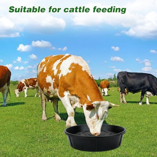 3Pcs Heavy Duty Rubber Feed Pan, 12Q/3Gal Horse Feed Bucket