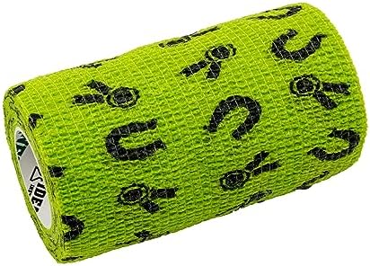 SyrFlex Cohesive Bandage 4” Green Horse Shoes and Ribbons 4pk