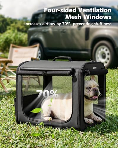 Dog Car Carrier Light Weight 24×17.7×20.5in, Foldable Dog Carrier, Dark Gray