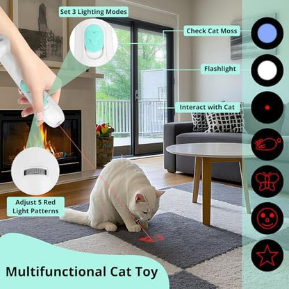 TBTeek Cat Toys Retractable Pole Wand Toy with Feather for Indoor Cats