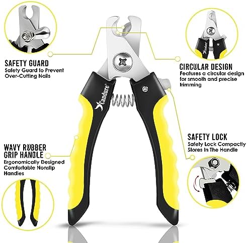 Candure Dog Nail Clippers for Pet Grooming - Professional Cat Nail Trimmers Suitable for Small to Medium Breeds with a Safety Guard & Nail File
