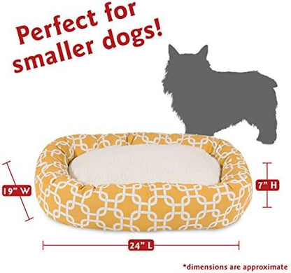 Majestic Pet 24 Inch Links Sherpa Calming Dog Bed Washable – Cozy Soft Round Dog Bed with Spine for Head Support - Fluffy Donut Dog Bed 24x19x7 (inch) – Round Pet Bed Small - Yellow