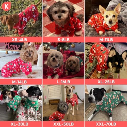 KYEESE Dog Christmas Pajamas for Small Dogs Green Reindeer Velvet Onesie