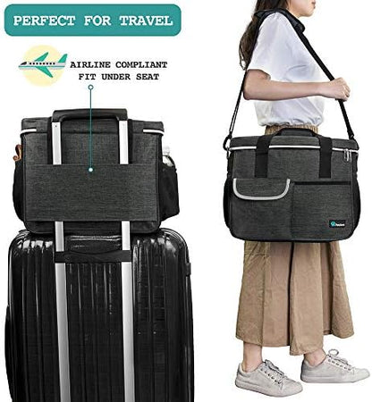 PetAmi Dog Travel Bag Organizer, Pet Supplies Diaper Tote, Dark Gray Medium