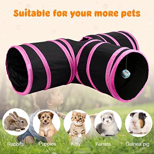 BWOGUE Bunny Tunnels & Tubes, 3-Way Collapsible Rabbit Hideout for Bunnies