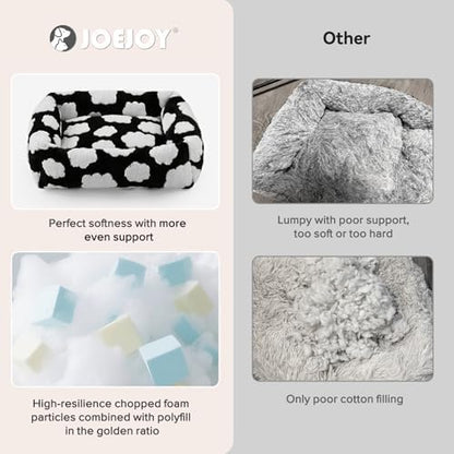 JOEJOY XL Dog Beds Large Sized Dog, Rectangle Washable Orthopedic Pet Bed with Removable Zipper Cover, Cute Soft Calming Puppy Pet Bed with Jacquard Shaggy Plush & Non Skid Bottom