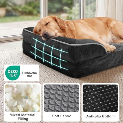 INVENHO XXL Plus Orthopedic Dog Beds Large Sized, XL Washable Dog Sofa with Egg-Crate Foam, Waterproof Lining and Non-Skid Bottom