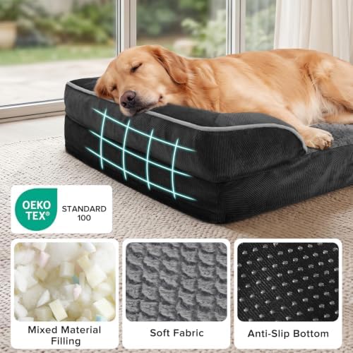 INVENHO Jumbo Orthopedic Dog Bed for Extra Large Dogs, Waterproof, Egg-Crate Foam Dog Couch Bed with Washable Removable Cover, Waterproof Lining and Nonskid Bottom