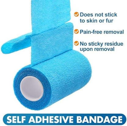 LotFancy Vet Wrap, 4 Inch x 5 Yards, 10 Pack Self Adhesive Bandage Wrap, Non-Woven Cohesive Bandage, First Aid Tape for Horses Dogs Cats Elbow Ankle, Assorted Color