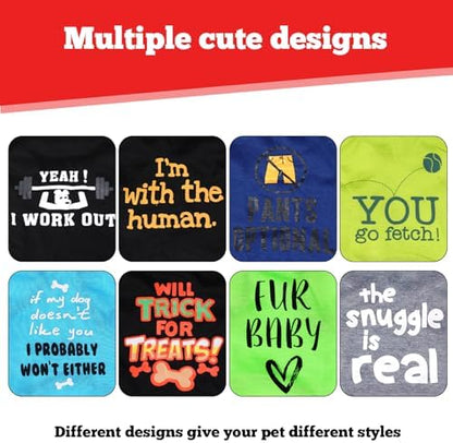 hoyuwak 8 Pieces Pet Shirts Funny Dog Printed Clothes Dog Sleeveless Vests
