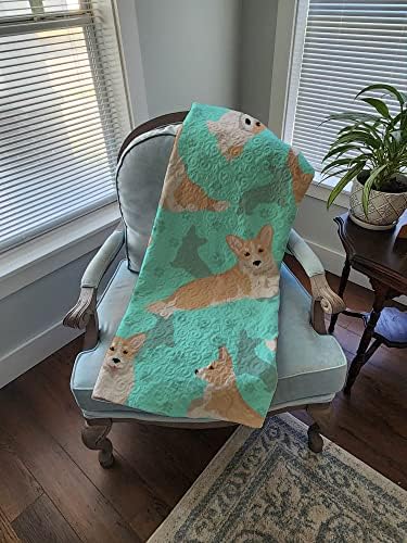 Caroline's Treasures MLM1047LQB Fawn Cardigan Corgi Quilted Blanket 50x60 Artwork Pattern Quilted Throw Blanket for Bed, Couch, Sofa, Soft and Lightweight