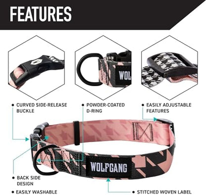 Wolfgang Wide Venture Dog Collar HoundsPink Print X-Large