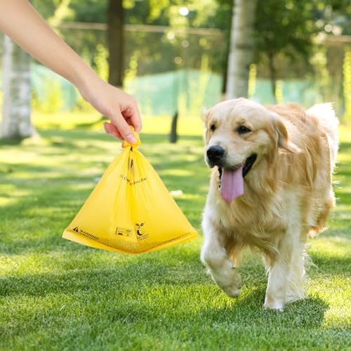 Certified Compostable Dog Poop Bags, 270 Count Landfill Friendly and Leakproof Waste Bags, Easy Open Unscented Maize Yellow Poop Bag for Dog, 15 Doggy Bags Per Roll (18 rolls)