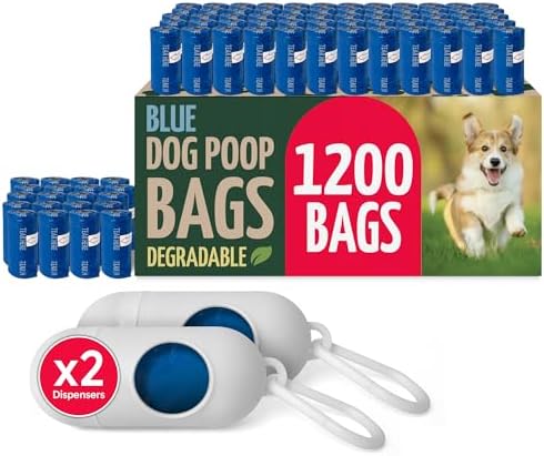 Reli. Biodegradable Dog Poop Bags Rolls (1200 Pack, 80 Rolls) Unscented