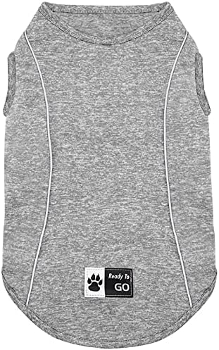 KYEESE Reflective Dog Shirt, Lightweight Sun Protection Dog T Shirts for Small Medium Dogs, Breathable Sleeveless Pet Tank Top High Visibility Summer Dogs Clothes for Night Walking Outdoor, Grey, XL