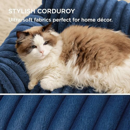 Bedsure ComfyFleece™ Cute Dog Couch for Medium Dogs - As Seen on TV on Good Day New York, Dog Couch Bed with Removable, Washable Cover, Supportive Pet Sofa, for Medium Large Dogs, 36inch, Night Blue