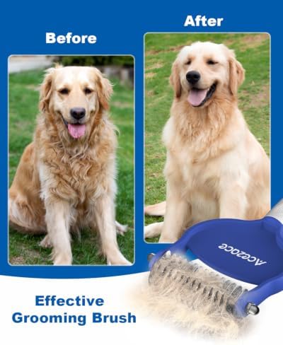ACE2ACE Dog Brush for Shedding, Dematting Comb to Remove Mats, Loose Fur