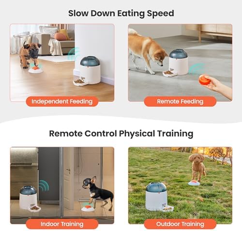 Potaroma Dog Puzzle Feeder Toy, Interactive IQ Training, Electronic Treat Dispenser, Automatic Rechargeable with Remote for Food Dispensing, All Breeds, 280ml Capacity (Pack of 2)