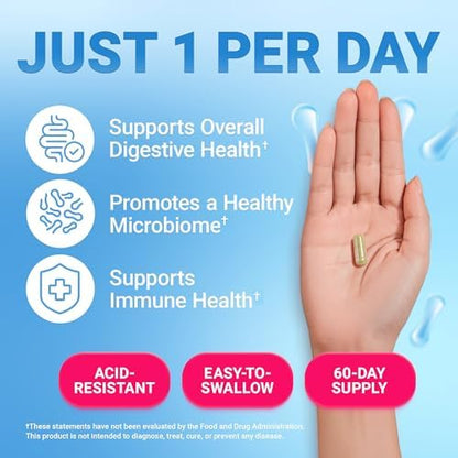 Dr. Berg Probiotic Supplement (60 Billion CFUs) - Helps Ease Occasional Constipation, Diarrhea, Gas & Bloating* - Pre and Probiotics for Digestive Health - 60 Probiotic Capsules