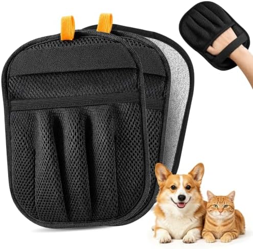 2 Pack Pet Hair Removal Glove Cat & Dog, Five-Finger Pet Hair Remover Tool
