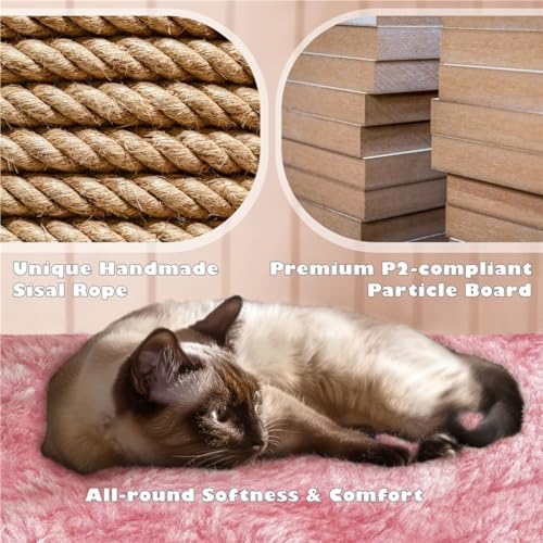 54 Inches Cat Tree Tower Condo Furniture, Cat Tower with Scratching Post, Multi-Level Climbing Tree Cat House Padded Plush Perch, Kittens Pet Play House, Light Gray