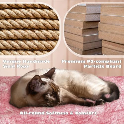 54 Inches Cat Tree Tower Condo Furniture, Cat Tower with Scratching Post, Multi-Level Climbing Tree Cat House Padded Plush Perch, Kittens Pet Play House, Light Gray