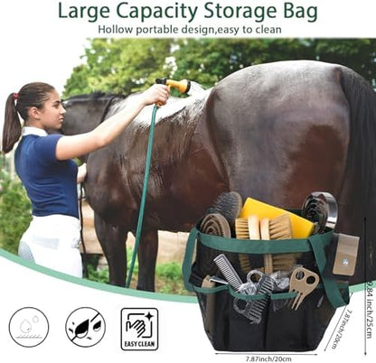 Horse Grooming Kit 13 Piece, Horse Brushes for Grooming Supplies Set with Organizer Bag, Horse Brush & Curry Comb for Effective Cleaning, Gift for Horses Riders Beginners