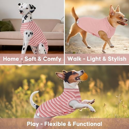 KYEESE 2Pack Waffle Dog Shirt for Small Dogs Striped Dog Sweater Tank Top