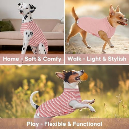KYEESE 2Pack Waffle Dog Shirt for Small Dogs Striped Dog Sweater Tank Top