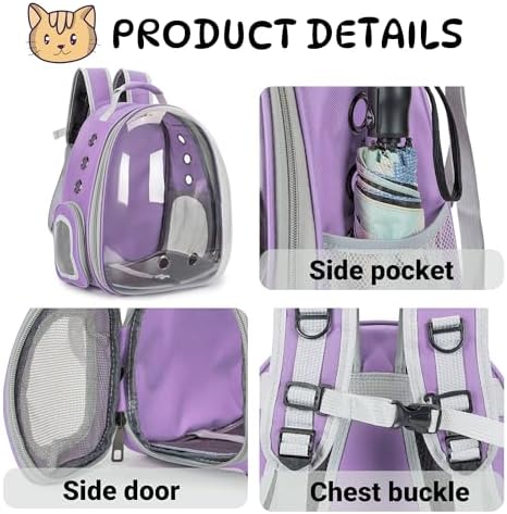 Cat Backpack Carrier Bubble Carrying Bag (Purple)