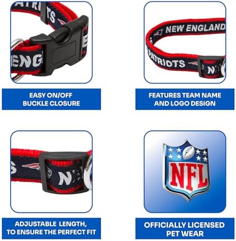Pets First NFL New England Patriots Licensed PET COLLAR, Extra Large - Heavy-Duty, Strong, and Durable Dog Collar. Available in 31 Football Teams and 4 Sizes