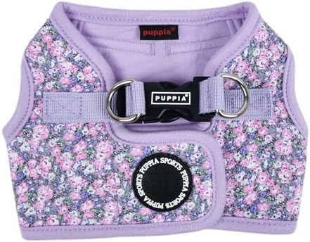Puppia Kealoha Dog Vest Harness B (Step-in) Fashionable Flower Pattern Spring Summer Harness for Small and Medium Dogs, Violet, Small