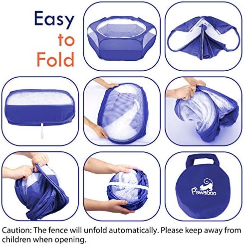 Pawaboo Small Animal Playpen with Zippered Cover,Indigo