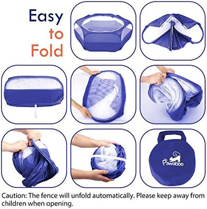 Pawaboo Small Animal Playpen with Zippered Cover,Indigo