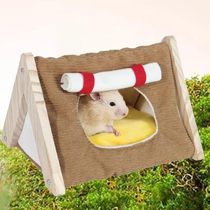 Guinea Pig Bed House Cages Accessories Hiding Place Cave Guinea Pig Hideout for Winter Sleeping Playing Chinchilla Hedgehogs, Brown
