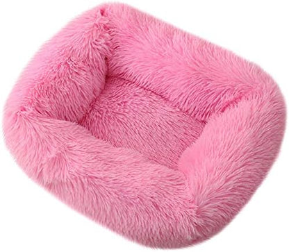 La La Pet® Donut Dog Cat Bed Cozy Cave Pet Bed Burrow Dog Bed Calming Cuddler Self-Warming Pet Bed Soft Plush Pet Cushion Improved Sleep for Cats Small Medium Dogs Pink L