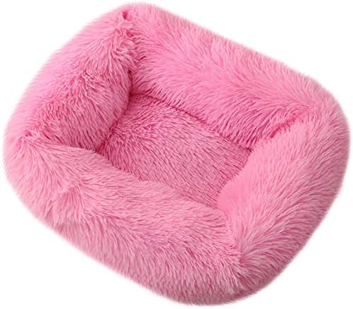 La La Pet® Donut Dog Cat Bed Cozy Cave Pet Bed Burrow Dog Bed Calming Cuddler Self-Warming Pet Bed Soft Plush Pet Cushion Improved Sleep for Cats Small Medium Dogs Pink M