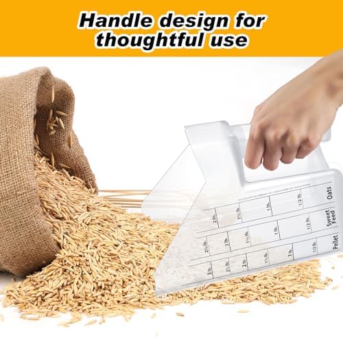 Uiifan 4 Pcs 3 Quart Horse Feed Scoop with Measurements for Farm, White