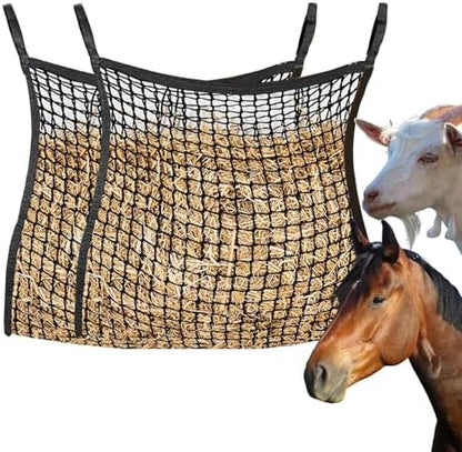 2 PCS Slow Feed Hay Net for Horses,Goats,Sheep,Donkey, Black, 35 x 31 Inch