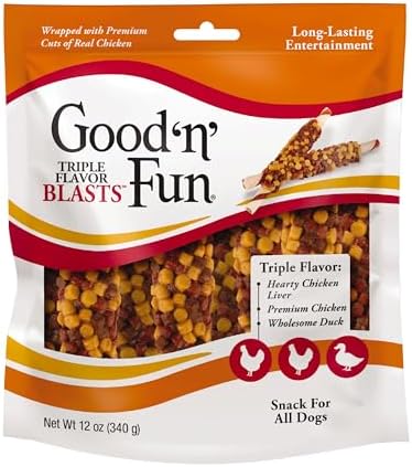 GOOD 'N' FUN Blasts Long-Lasting Dog Treat Made with Real Protein, 12 oz