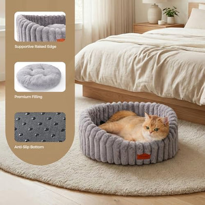 Avont Cat Bed for Indoor Cats, Fluffy Washable with Raised Rim