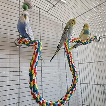 Mygeromon Bird Rope Perches Cage Climbing Accessories (31.5inch Metal nut)