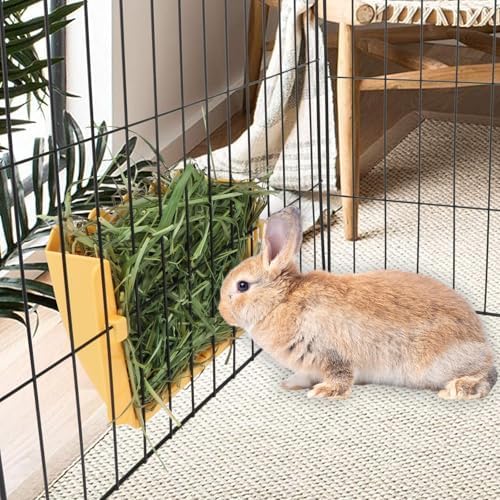 Hypeety Rabbit Hay Feeder Automatic Hay Rack for Guinea Pigs, Yellow