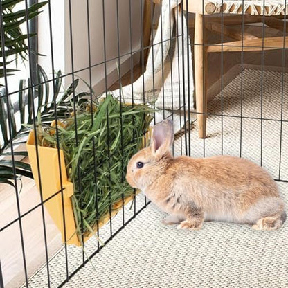 Hypeety Rabbit Hay Feeder Automatic Hay Rack for Guinea Pigs, Yellow