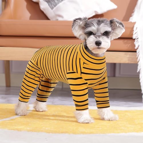 Kuoser Recovery Suit for Medium Dogs After Surgery, Long Sleeve Dog Surgery Recovery Suit, Dog Onesie for Abdominal Wounds Skin Disease, Yellow M