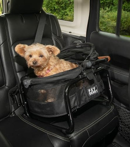 Pet Gear No-Zip View 360 Ultra Lite Pet Safety Carrier & Car Seat for Small Dogs & Cats Push Button Entry, 15", Onyx