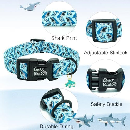 Dog Collar-Cute Shark Adjustable Pet Collars Soft Comfortable Puppy Collar Blue Cotton Dog Collars Durable Necklace Gift for Small Dogs